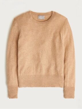 NWT J. CREW Cashmere classic-fit crewneck sweater heather camel M *NOTE* BA400
